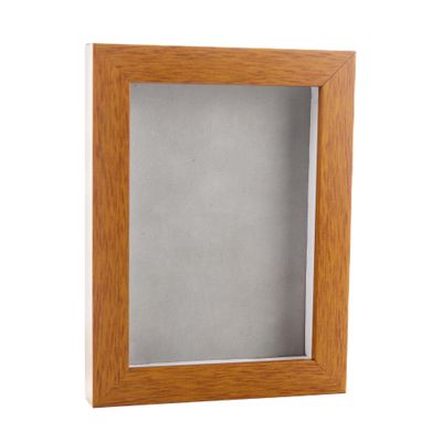 11x14 Shadow Box Frame Light Brown Wood | with a 3/4" Usable Display Depth | Includes a Light Grey Real Suede Texture Acid-Free Backing Board, UV Resistant Acrylic, and Hanging Hardware