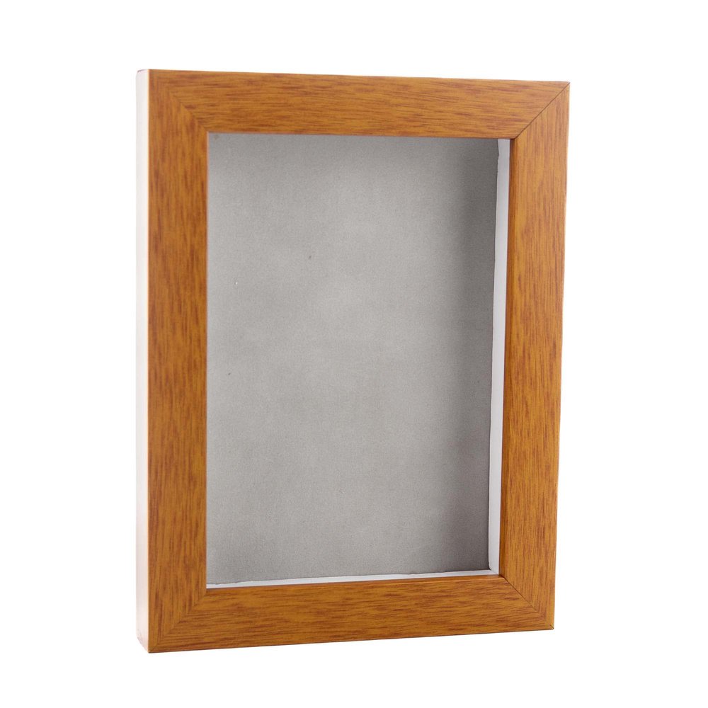 11x14 Shadow Box Frame Light Brown Wood | with a 3/4" Usable Display Depth | Includes a Light Grey Real Suede Texture Acid-Free Backing Board, UV Resistant Acrylic, and Hanging Hardware