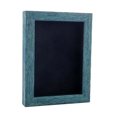 11x14 Shadow Box Frame Blue Wood | with a 1" Usable Display Depth | Includes a Black Real Suede Texture Acid-Free Backing Board, UV Resistant Acrylic, and Hanging Hardware