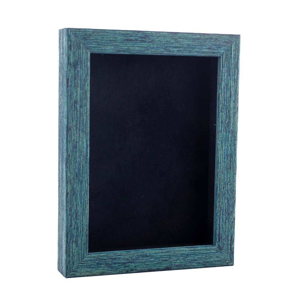 11x14 Shadow Box Frame Blue Wood | with a 1" Usable Display Depth | Includes a Black Real Suede Texture Acid-Free Backing Board, UV Resistant Acrylic, and Hanging Hardware
