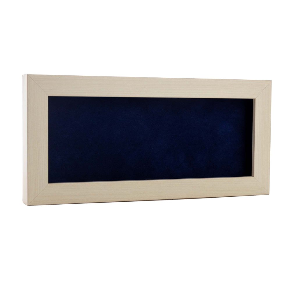 10x20 Shadow Box Frame White Washed Wood | with a 3/4" Usable Display Depth | Includes a Navy Blue Real Suede Texture Acid-Free Backing Board, UV Resistant Acrylic, and Hanging Hardware