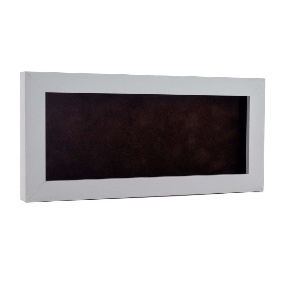 13x34 Shadow Box Frame White Wood | with a 3/4" Usable Display Depth | Includes a Brown Real Suede Texture Acid-Free Backing Board, UV Resistant Acrylic, and Hanging Hardware