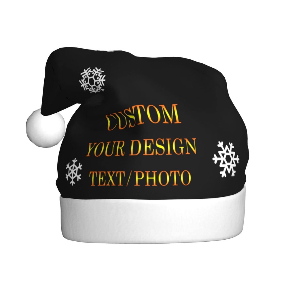 Custom Santa Hat Personalized Hats for Men Company Santa Hat Bulk Custom Christmas Decor Hat Team Personalized Christmas Hat Black Santa Hat