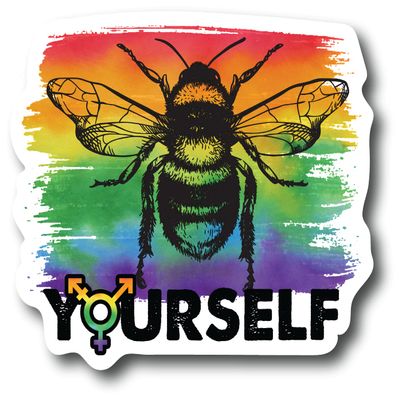 Be Yourself 5 Inch Waterproof Decal Sticker Wall Window Coexist Diversity Equal Equality Feminist Human Rights Strong Progress Be Kind Freedom Love Power American Relationship Rainbow Brave Nonbinary Pride CS1562-2PK