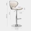Black Bar Stools Set of 3 Modern Nappa Leather Bar Chair with Back Height Adjustable Swivel Barstools Hydraulic Kitchen Counter Island Chromed Metal Base Footrest, for Restaurant, Living Rooms Offices view 2