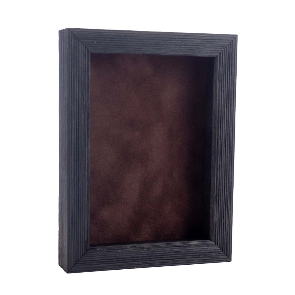 11x14 Shadow Box Frame Barnwood Black Wood | with a 1" Usable Display Depth | Includes a Brown Real Suede Texture Acid-Free Backing Board, UV Resistant Acrylic, and Hanging Hardware