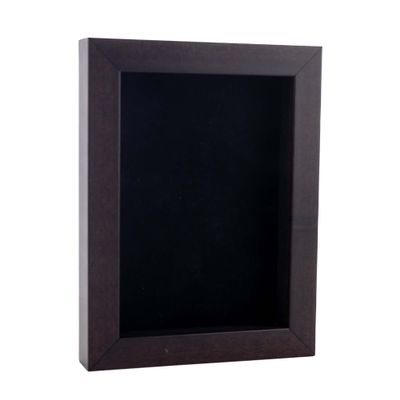 11x14 Shadow Box Frame Brown Walnut Wood | with a 3/4" Usable Display Depth | Includes a Black Real Suede Texture Acid-Free Backing Board, UV Resistant Acrylic, and Hanging Hardware