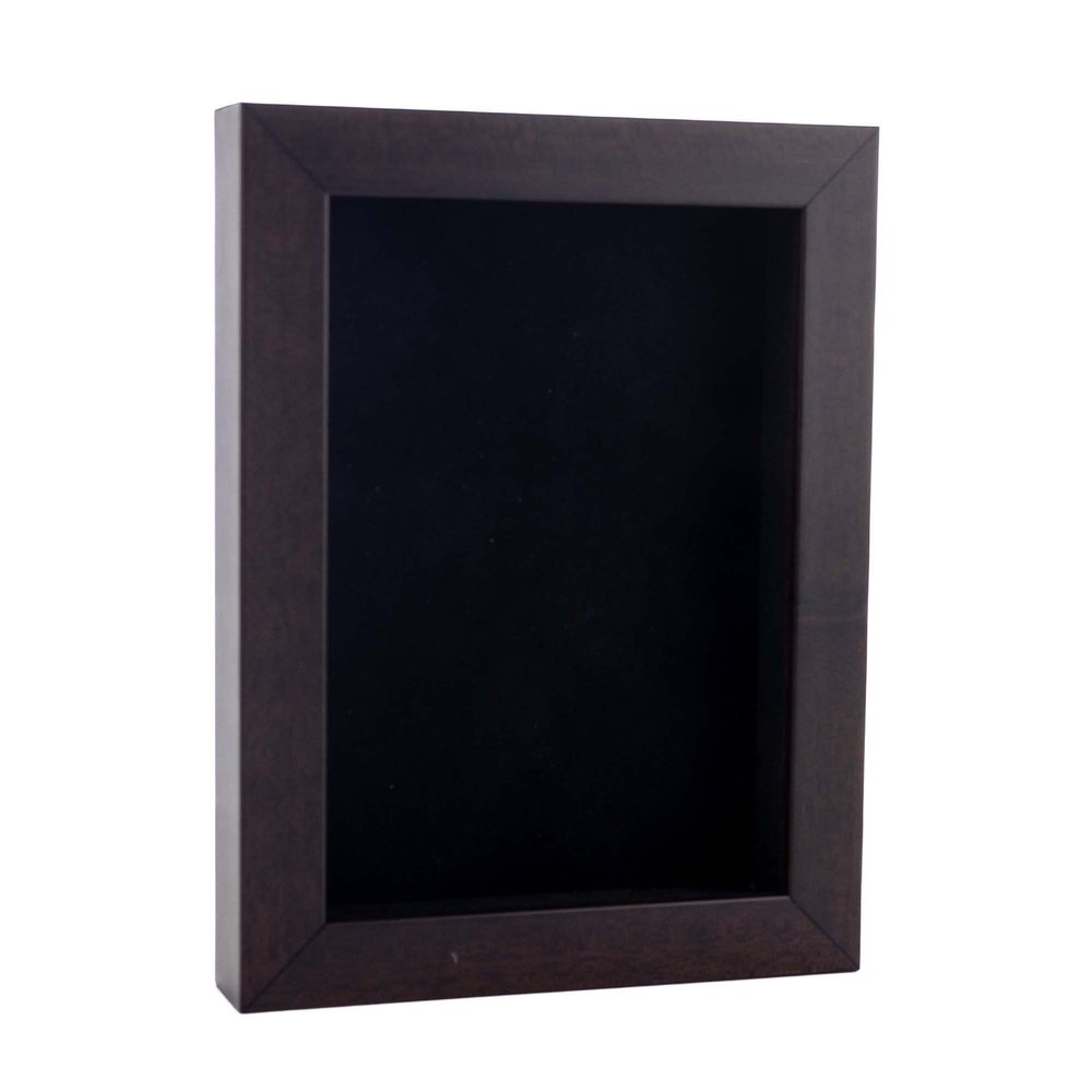 11x14 Shadow Box Frame Brown Walnut Wood | with a 3/4" Usable Display Depth | Includes a Black Real Suede Texture Acid-Free Backing Board, UV Resistant Acrylic, and Hanging Hardware