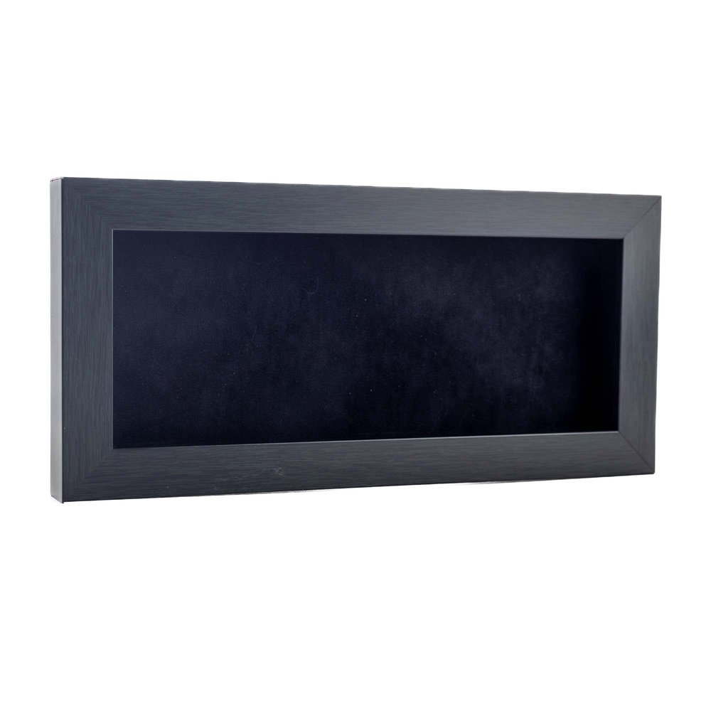 10x20 Shadow Box Frame Charcoal Gray Wood | with a 3/4" Usable Display Depth | Includes a Black Real Suede Texture Acid-Free Backing Board, UV Resistant Acrylic, and Hanging Hardware