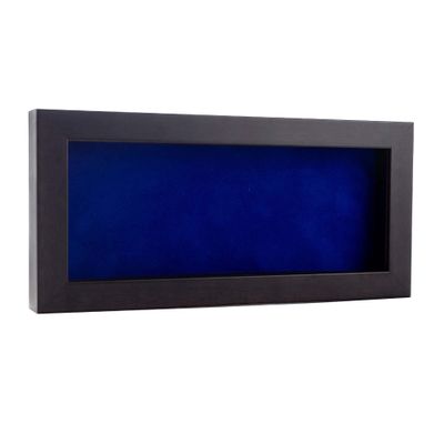 10x20 Shadow Box Frame Brown Walnut Wood | with a 3/4" Usable Display Depth | Includes a Royal Blue Real Suede Texture Acid-Free Backing Board, UV Resistant Acrylic, and Hanging Hardware