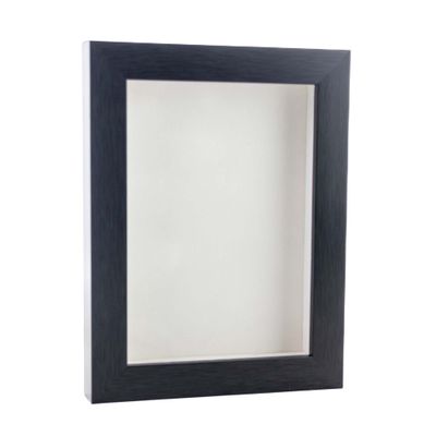 11x14 Shadow Box Frame Charcoal Gray Wood | with a 3/4" Usable Display Depth | Includes a White Real Suede Texture Acid-Free Backing Board, UV Resistant Acrylic, and Hanging Hardware