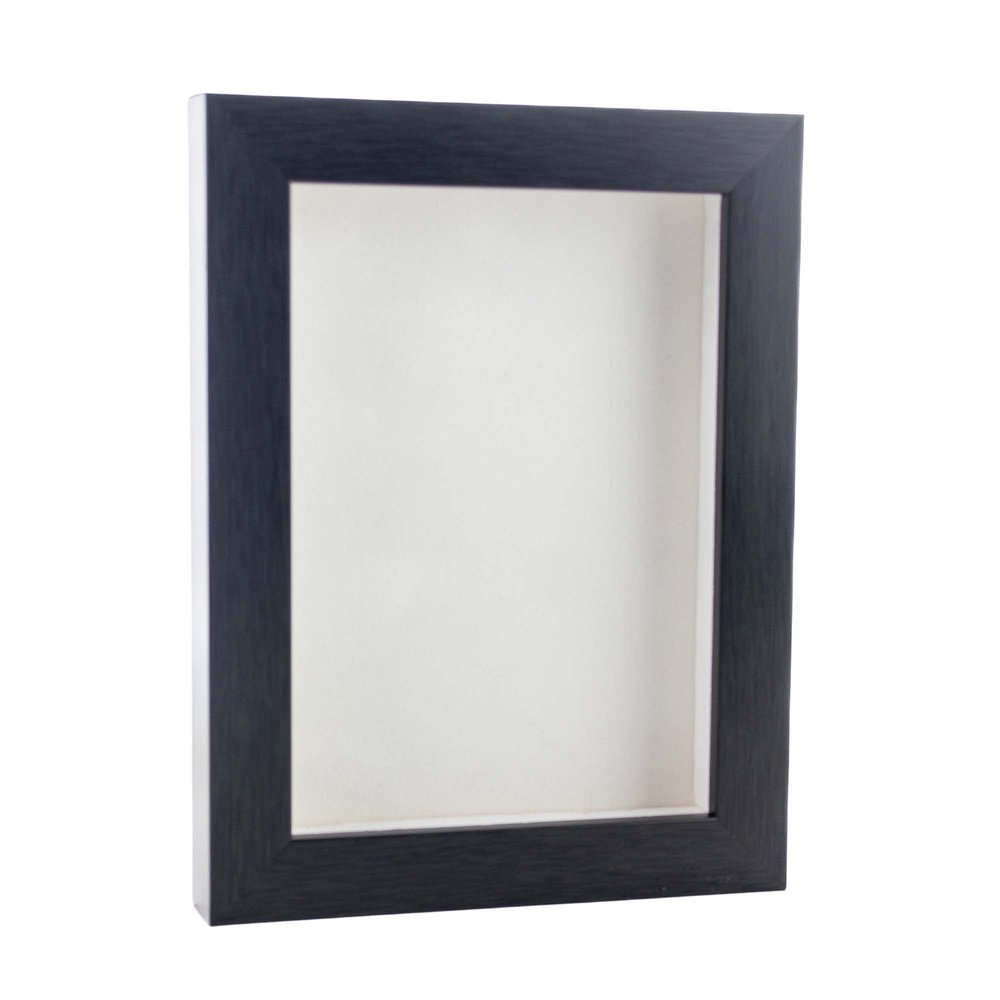 11x14 Shadow Box Frame Charcoal Gray Wood | with a 3/4" Usable Display Depth | Includes a White Real Suede Texture Acid-Free Backing Board, UV Resistant Acrylic, and Hanging Hardware
