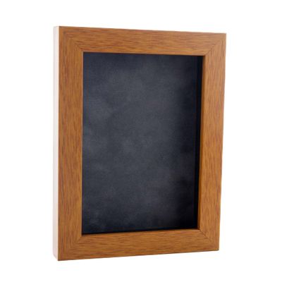 11x14 Shadow Box Frame Light Brown Wood | with a 3/4" Usable Display Depth | Includes a Dark Grey Real Suede Texture Acid-Free Backing Board, UV Resistant Acrylic, and Hanging Hardware