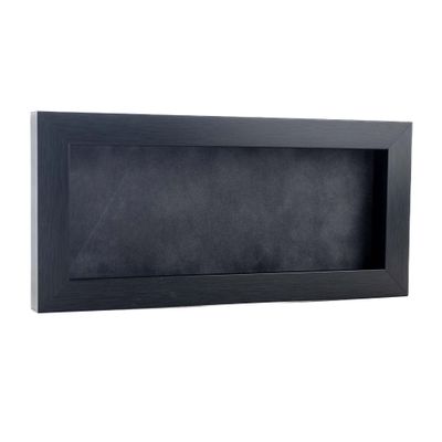 13x34 Shadow Box Frame Charcoal Gray Wood | with a 3/4" Usable Display Depth | Includes a Dark Grey Real Suede Texture Acid-Free Backing Board, UV Resistant Acrylic, and Hanging Hardware