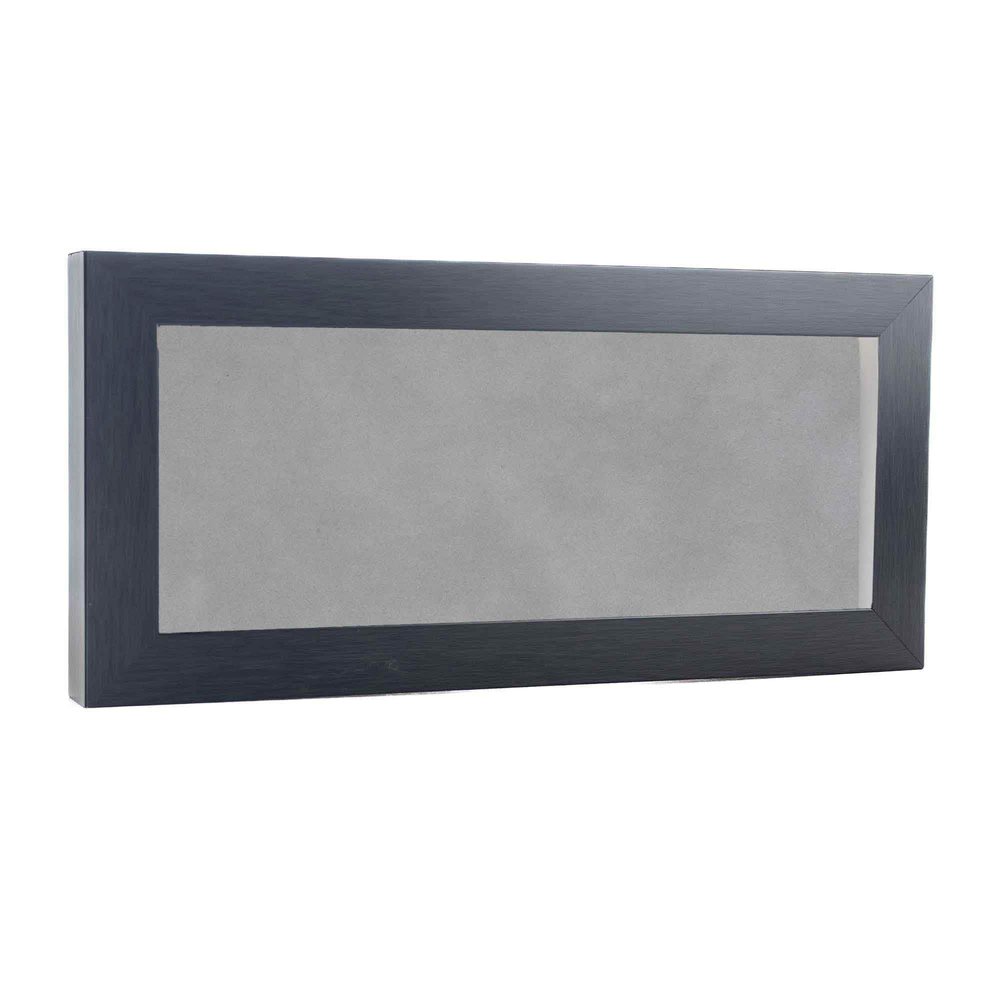 13x34 Shadow Box Frame Charcoal Gray Wood | with a 3/4" Usable Display Depth | Includes a Light Grey Real Suede Texture Acid-Free Backing Board, UV Resistant Acrylic, and Hanging Hardware
