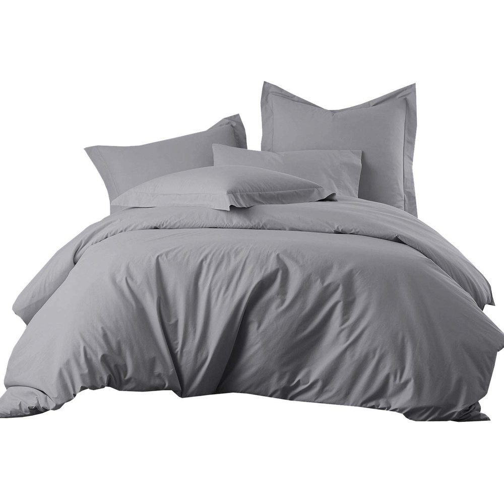 800 Thread Count 3pcs Cotton California King Size Duvet Cover All Season Grey Comforter Cover Cal-King (110'' x 98'')
