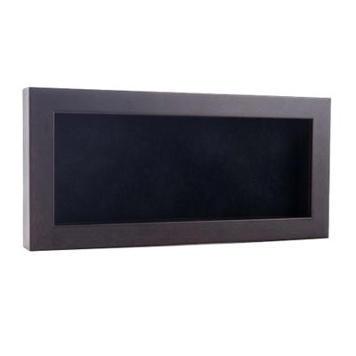 13x34 Shadow Box Frame Brown Walnut Wood | with a 3/4" Usable Display Depth | Includes a Black Real Suede Texture Acid-Free Backing Board, UV Resistant Acrylic, and Hanging Hardware
