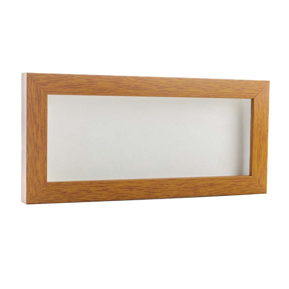 13x34 Shadow Box Frame Light Brown Wood | with a 3/4" Usable Display Depth | Includes a White Real Suede Texture Acid-Free Backing Board, UV Resistant Acrylic, and Hanging Hardware