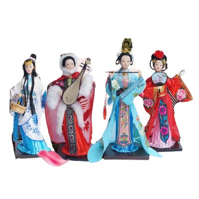 Jayiaine Chinese Doll Desktop Decor Ancient Four Beauties Doll Statue Oriental Asian Geisha Girl 12'' for Home Office Christmas Collectible,Four Beauties