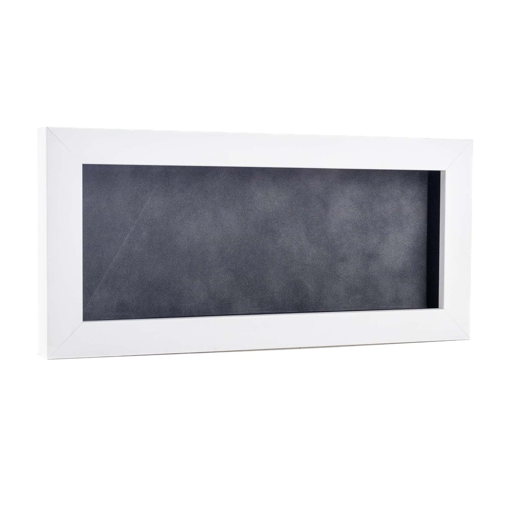 10x20 Shadow Box Frame White Wood | with a 3/4" Usable Display Depth | Includes a Dark Grey Real Suede Texture Acid-Free Backing Board, UV Resistant Acrylic, and Hanging Hardware