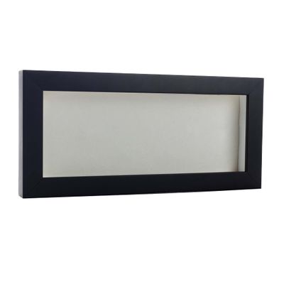 13x34 Shadow Box Frame Black Wood | with a 3/4" Usable Display Depth | Includes a White Real Suede Texture Acid-Free Backing Board, UV Resistant Acrylic, and Hanging Hardware