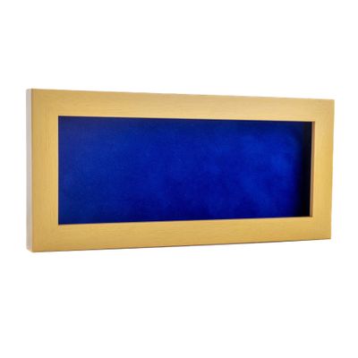 10x20 Shadow Box Frame Natural Wood | with a 3/4" Usable Display Depth | Includes a Royal Blue Real Suede Texture Acid-Free Backing Board, UV Resistant Acrylic, and Hanging Hardware