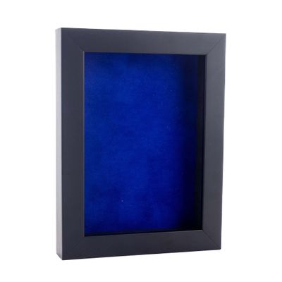 11x14 Shadow Box Frame Black Wood | with a 3/4" Usable Display Depth | Includes a Royal Blue Real Suede Texture Acid-Free Backing Board, UV Resistant Acrylic, and Hanging Hardware