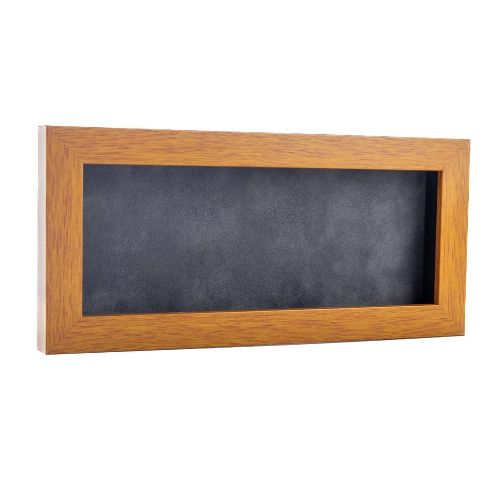 10x20 Shadow Box Frame Light Brown Wood | with a 3/4" Usable Display Depth | Includes a Dark Grey Real Suede Texture Acid-Free Backing Board, UV Resistant Acrylic, and Hanging Hardware