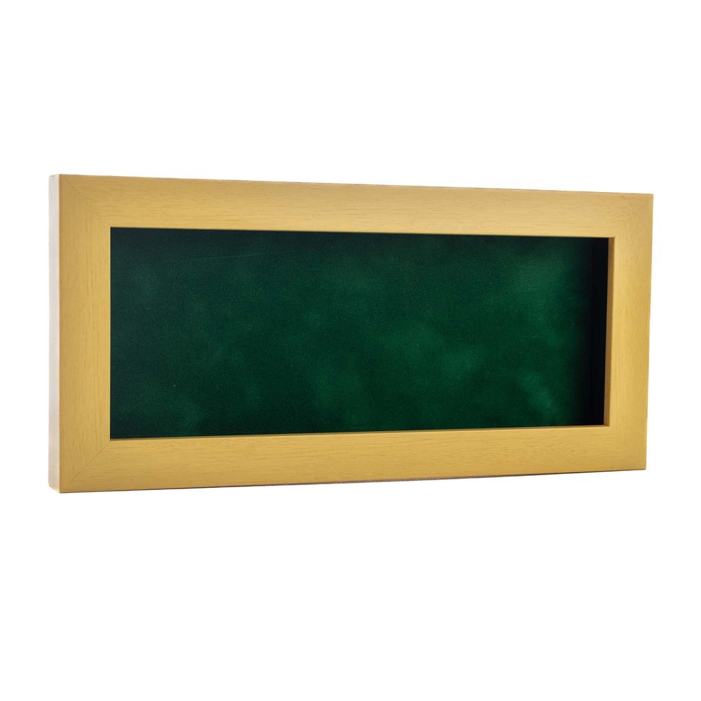 10x20 Shadow Box Frame Natural Wood | with a 3/4" Usable Display Depth | Includes a Forest Green Real Suede Texture Acid-Free Backing Board, UV Resistant Acrylic, and Hanging Hardware