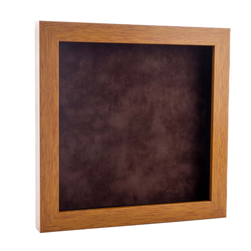 20x20 Shadow Box Frame Light Brown Wood | with a 3/4" Usable Display Depth | Includes a Brown Real Suede Texture Acid-Free Backing Board, UV Resistant Acrylic, and Hanging Hardware