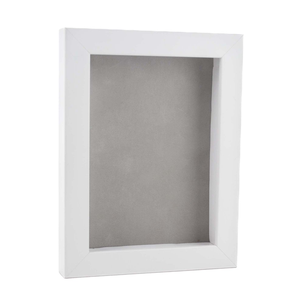 11x14 Shadow Box Frame White Wood | with a 3/4" Usable Display Depth | Includes a Light Grey Real Suede Texture Acid-Free Backing Board, UV Resistant Acrylic, and Hanging Hardware