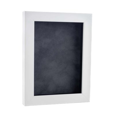 11x14 Shadow Box Frame White Wood | with a 3/4" Usable Display Depth | Includes a Dark Grey Real Suede Texture Acid-Free Backing Board, UV Resistant Acrylic, and Hanging Hardware