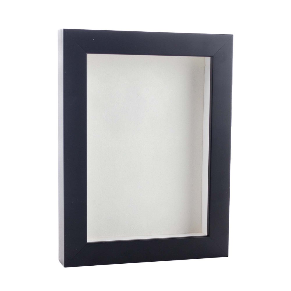 11x14 Shadow Box Frame Black Wood | with a 3/4" Usable Display Depth | Includes a White Real Suede Texture Acid-Free Backing Board, UV Resistant Acrylic, and Hanging Hardware