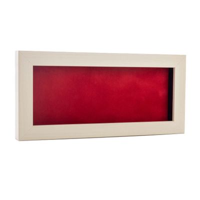 10x20 Shadow Box Frame White Washed Wood | with a 3/4" Usable Display Depth | Includes a Red Real Suede Texture Acid-Free Backing Board, UV Resistant Acrylic, and Hanging Hardware