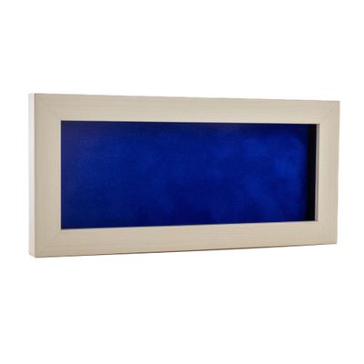 10x20 Shadow Box Frame White Washed Wood | with a 3/4" Usable Display Depth | Includes a Royal Blue Real Suede Texture Acid-Free Backing Board, UV Resistant Acrylic, and Hanging Hardware