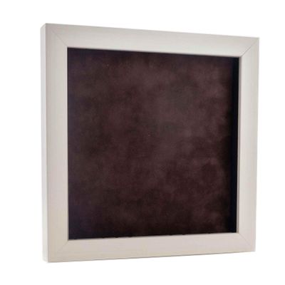 13x13 Shadow Box Frame White Washed Wood | with a 3/4" Usable Display Depth | Includes a Brown Real Suede Texture Acid-Free Backing Board, UV Resistant Acrylic, and Hanging Hardware