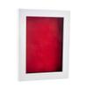11x14 Shadow Box Frame White Wood | with a 3/4" Usable Display Depth | Includes a Red Real Suede Texture Acid-Free Backing Board, UV Resistant Acrylic, and Hanging Hardware view 1