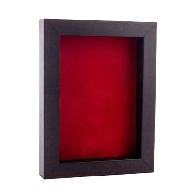 11x14 Shadow Box Frame Brown Walnut Wood | with a 3/4" Usable Display Depth | Includes a Red Real Suede Texture Acid-Free Backing Board, UV Resistant Acrylic, and Hanging Hardware