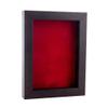 11x14 Shadow Box Frame Brown Walnut Wood | with a 3/4" Usable Display Depth | Includes a Red Real Suede Texture Acid-Free Backing Board, UV Resistant Acrylic, and Hanging Hardware view 1