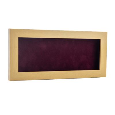 10x20 Shadow Box Frame Natural Wood | with a 3/4" Usable Display Depth | Includes a Dark Berry Real Suede Texture Acid-Free Backing Board, UV Resistant Acrylic, and Hanging Hardware