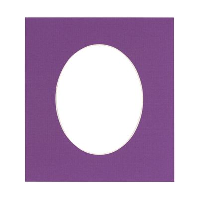 11.5x17 Mat Bevel Cut for 11x13.5 Photos - Precut Dark Purple Oval Shaped Photo Mat Board Opening - Acid Free Matte to Protect Your Pictures - Bevel Cut for Family Photos, Pack of 1 Matboard