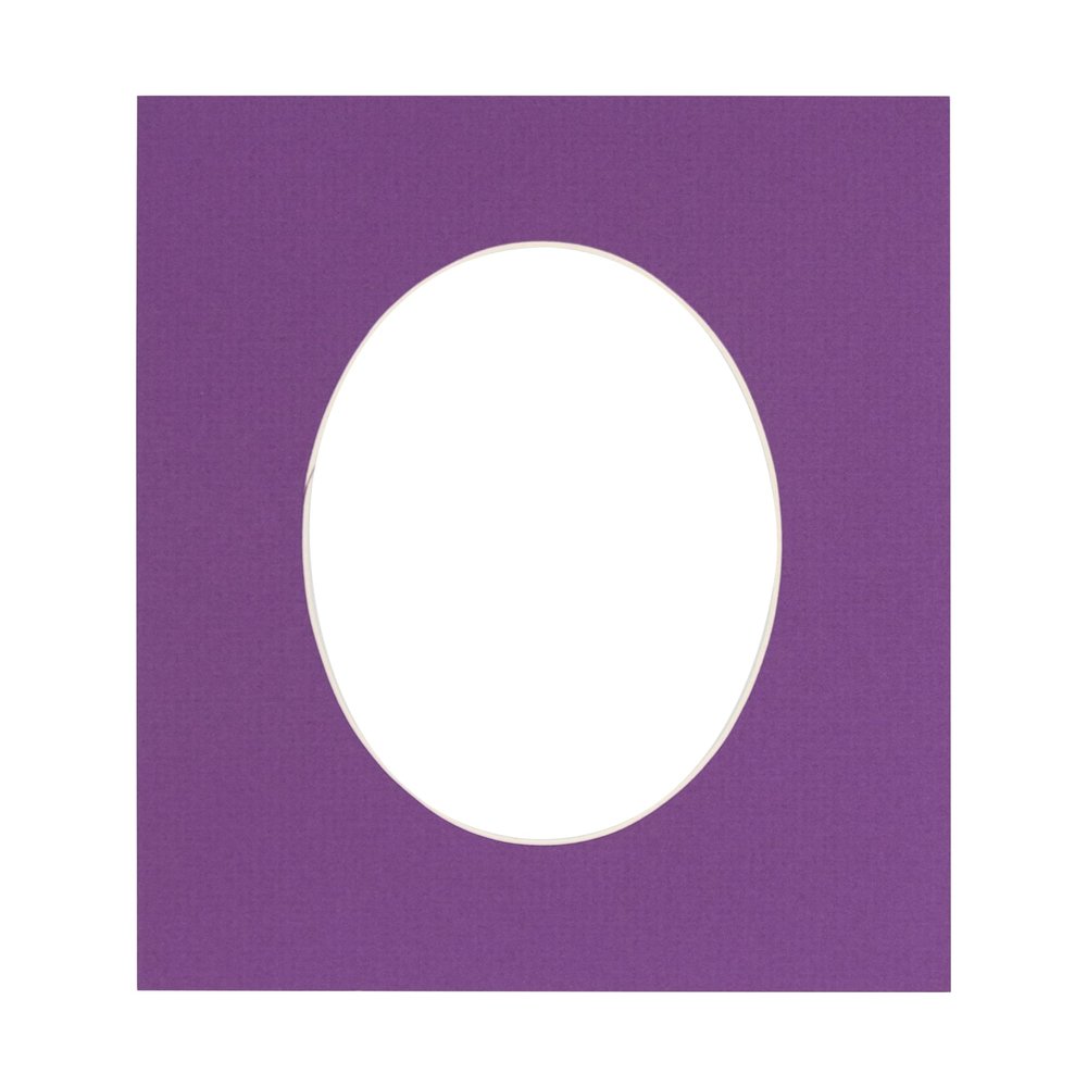 11.5x17 Mat Bevel Cut for 11x13.5 Photos - Precut Dark Purple Oval Shaped Photo Mat Board Opening - Acid Free Matte to Protect Your Pictures - Bevel Cut for Family Photos, Pack of 1 Matboard