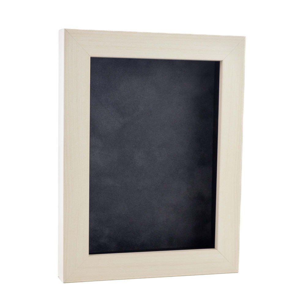 11x14 Shadow Box Frame White Washed Wood | with a 3/4" Usable Display Depth | Includes a Dark Grey Real Suede Texture Acid-Free Backing Board, UV Resistant Acrylic, and Hanging Hardware