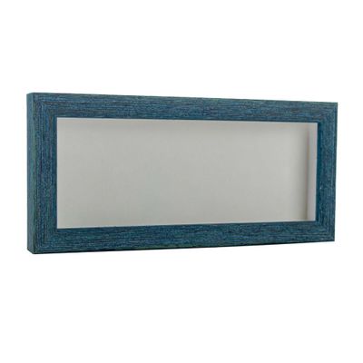 10x20 Shadow Box Frame Blue Wood | with a 1" Usable Display Depth | Includes a White Real Suede Texture Acid-Free Backing Board, UV Resistant Acrylic, and Hanging Hardware