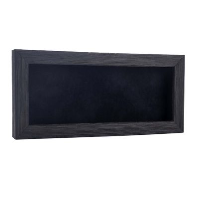 13x34 Shadow Box Frame Barnwood Black Wood | with a 1" Usable Display Depth | Includes a Black Real Suede Texture Acid-Free Backing Board, UV Resistant Acrylic, and Hanging Hardware