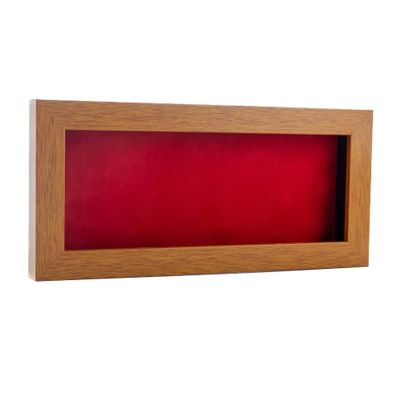 10x20 Shadow Box Frame Light Brown Wood | with a 3/4" Usable Display Depth | Includes a Red Real Suede Texture Acid-Free Backing Board, UV Resistant Acrylic, and Hanging Hardware