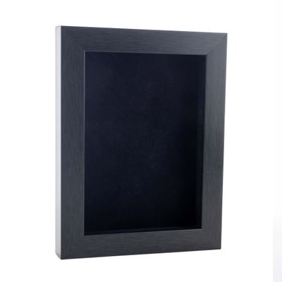 11x14 Shadow Box Frame Charcoal Gray Wood | with a 3/4" Usable Display Depth | Includes a Black Real Suede Texture Acid-Free Backing Board, UV Resistant Acrylic, and Hanging Hardware