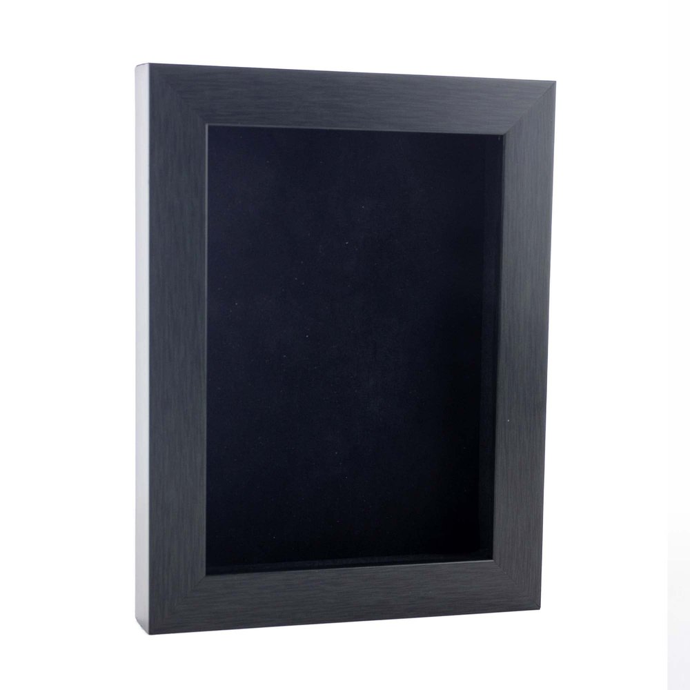 11x14 Shadow Box Frame Charcoal Gray Wood | with a 3/4" Usable Display Depth | Includes a Black Real Suede Texture Acid-Free Backing Board, UV Resistant Acrylic, and Hanging Hardware