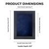 11x14 Shadow Box Frame Charcoal Gray Wood | with a 3/4" Usable Display Depth | Includes a Navy Blue Real Suede Texture Acid-Free Backing Board, UV Resistant Acrylic, and Hanging Hardware view 4