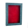 11x14 Shadow Box Frame Blue Wood | with a 1" Usable Display Depth | Includes a Red Real Suede Texture Acid-Free Backing Board, UV Resistant Acrylic, and Hanging Hardware view 1